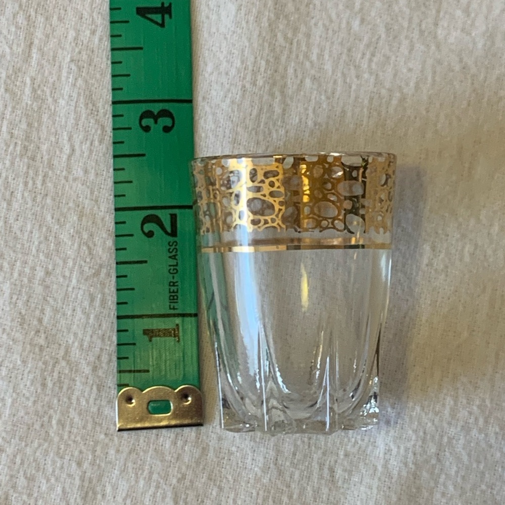 Vintage French Shot glasses Gold Detailing “Star” Base 1950’s Set of 5 - Picture 7 of 10